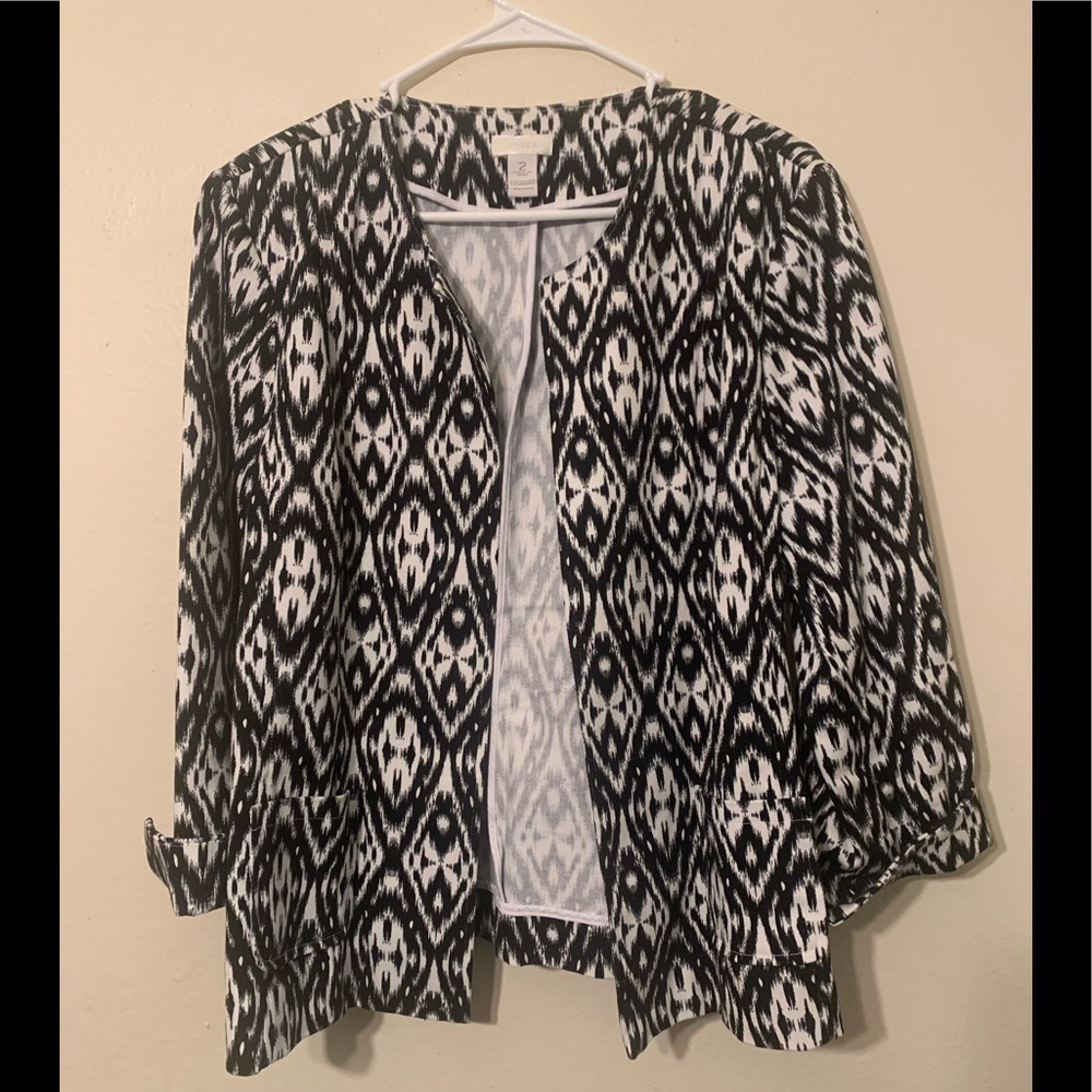 CHICO’S Dressy Black And White Blazer NWOT